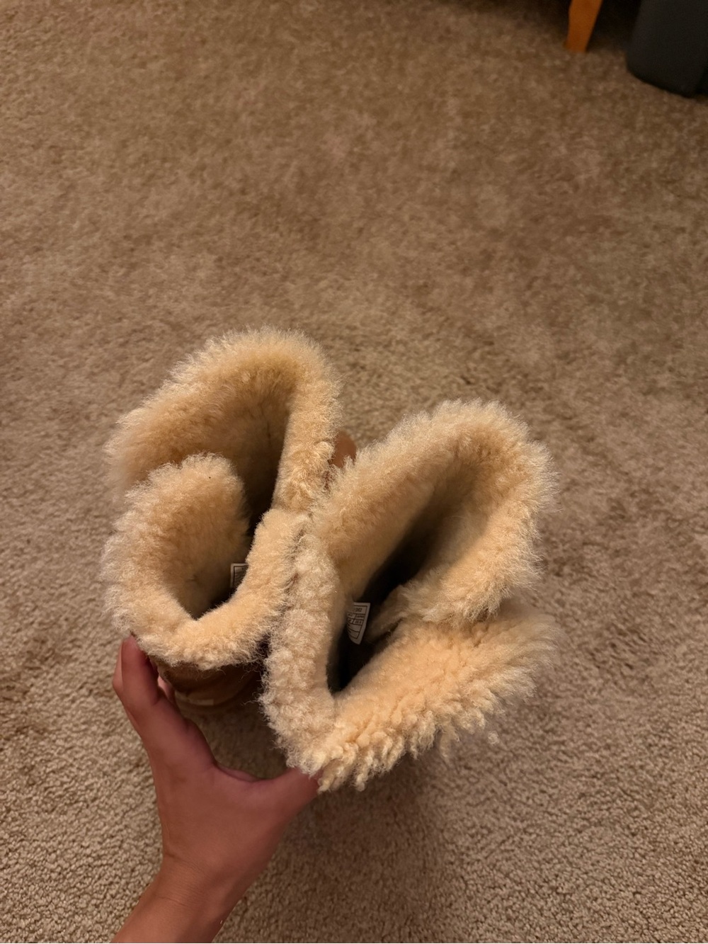 UGG Tan Suede Boots with Fur Trim - Picture 6 of 6